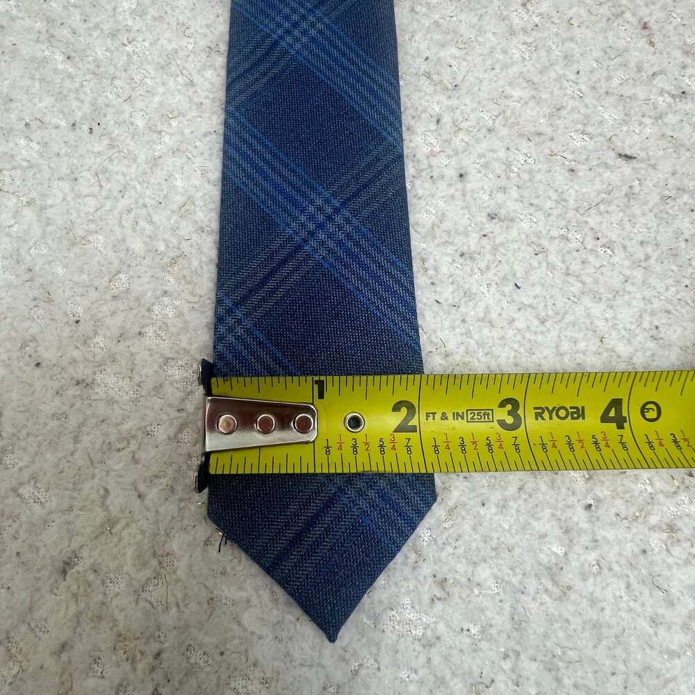 Mens Penguin by Munsingwear Neck Tie Viscose Blend Blue Plaid : - Picture 9 of 9